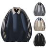 Stripe Splicing Design Sense Lapel Sweater Loose Casual Jacket Retro Fashion Sweatshirt