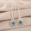 Sky Blue Topaz Gemstone 925 Sterling Silver Jewelry Handmade Hook Earrings 1.76" EE-171-8