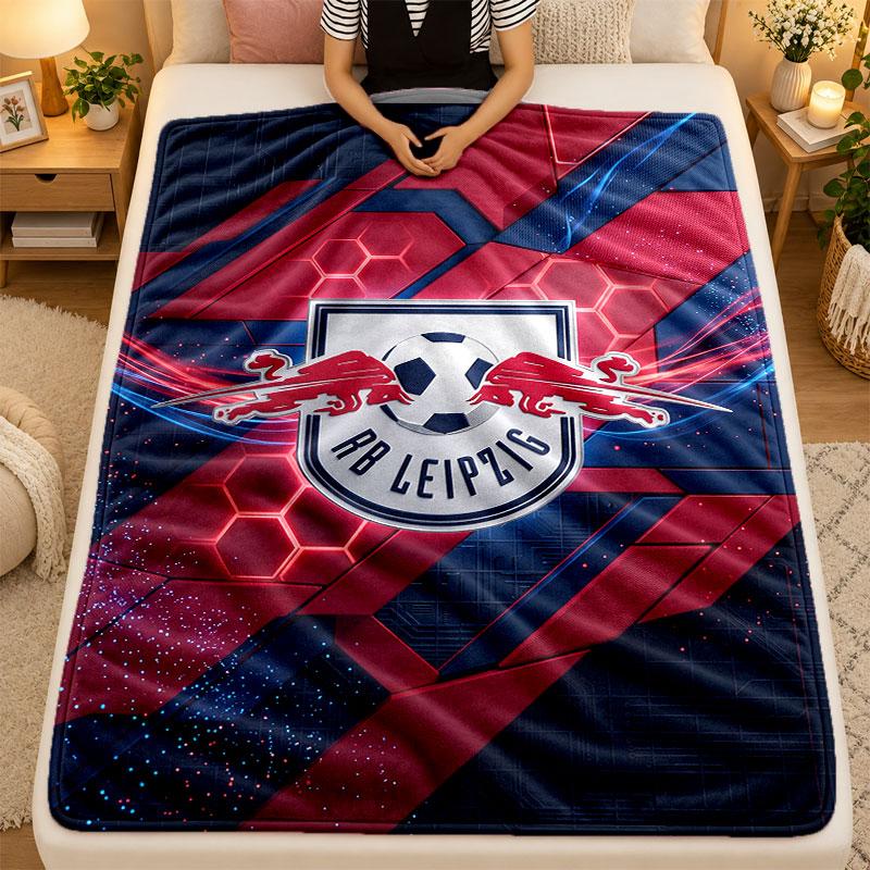 Flannel BlanketRB Leipzig Football Warm Soft Throw Blanket for Indoor Sofa Bed Living Room Use