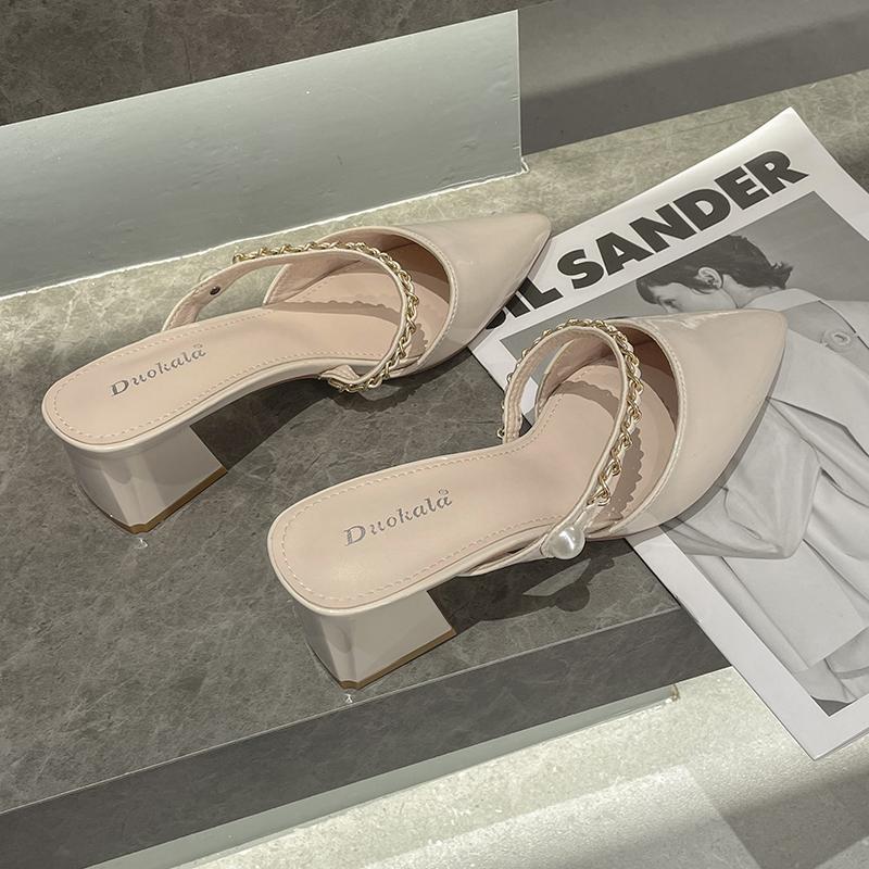 Дизайнерская женская обувь, летние роскошные женские туфли-лодочки со стразами, модные туфли-мюли с острым носком, женские туфли на высоком каблуке больших размеров