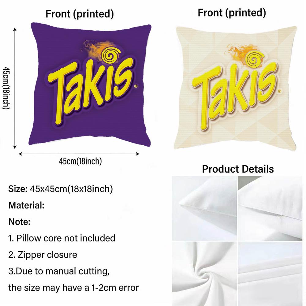 1P-Takis Chilii Chips Узоры Чехол на Подушку Натуральный Лен Комплект Наволочек, Универсальный Декор для Дивана, Спальни и Кресла