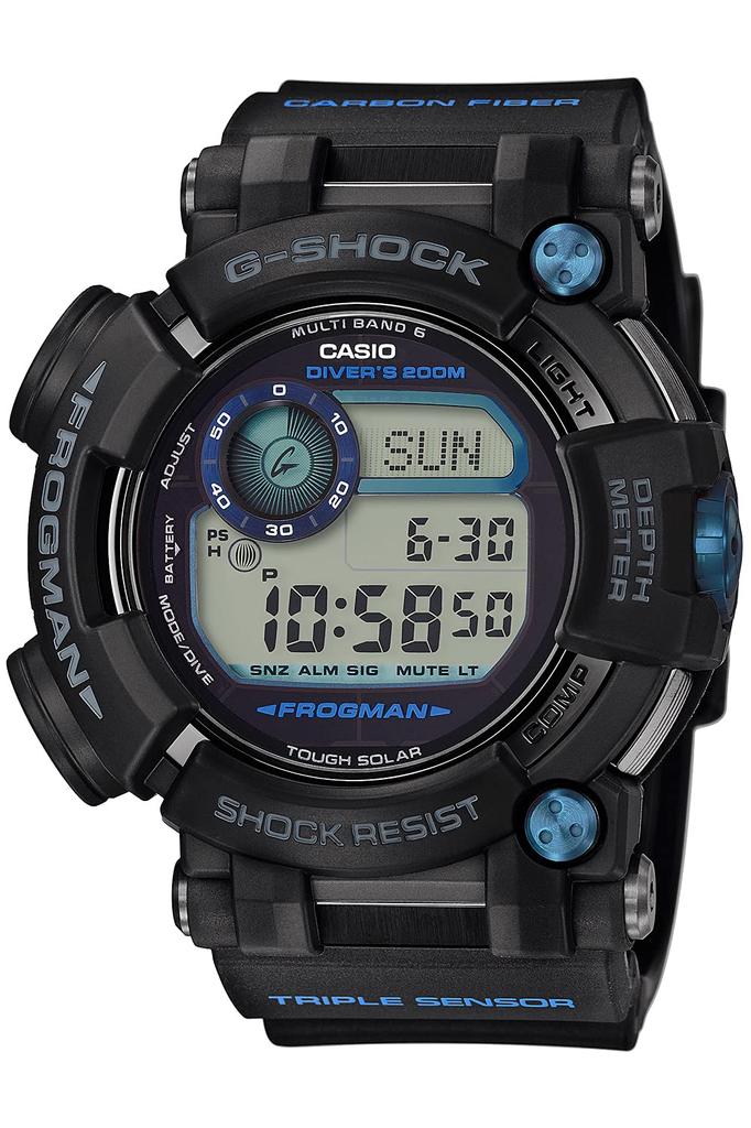 Casio FROGMAN Black G-Shock Diver's Watch, Radio-Controlled Solar, GWF-D1000B-1JF, Men's,