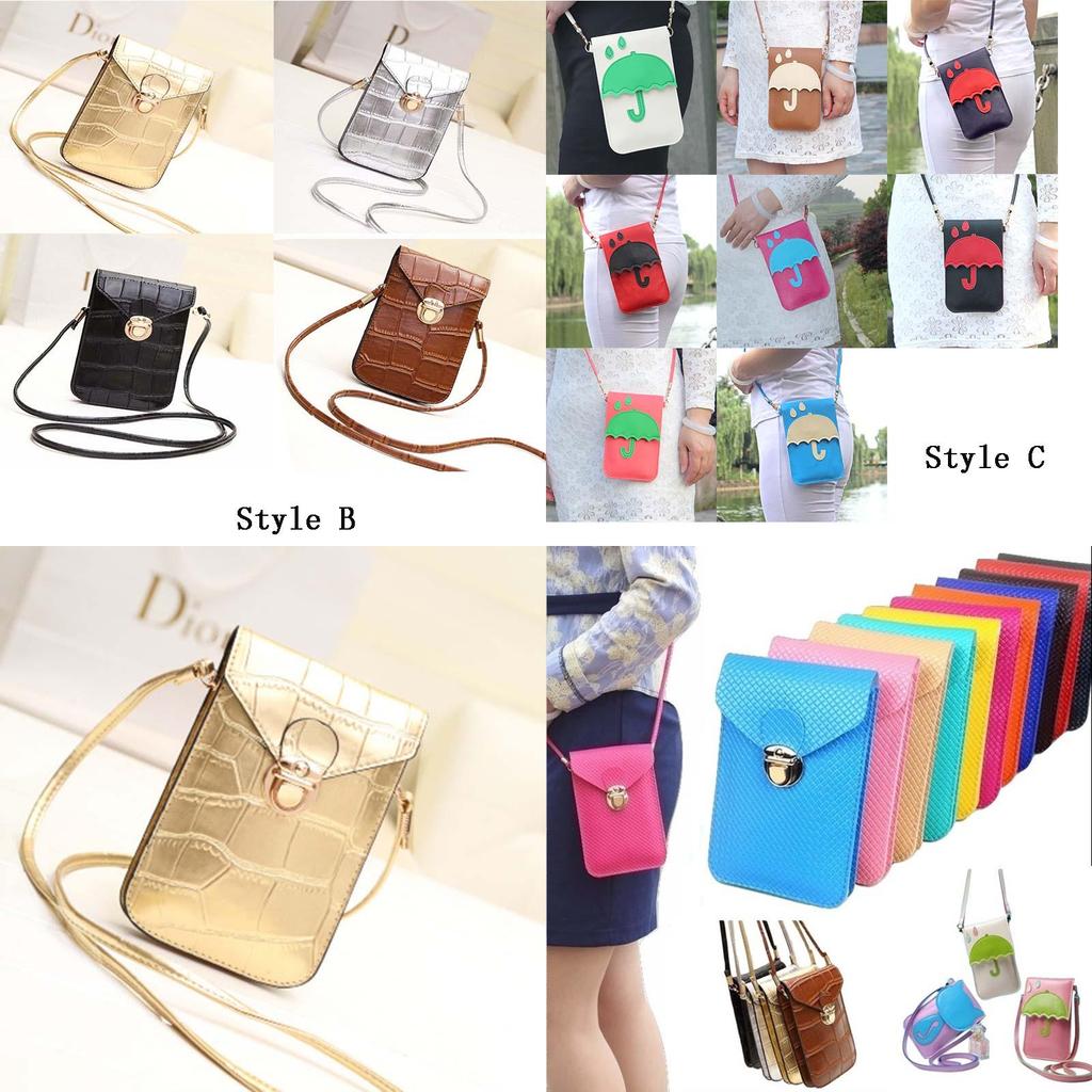 Classic Leather Women Cell Phone Wallet Pocket Purse With Shoulder Bags