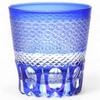 Mizukage Kiriko Glass Blue Sashiko Design with Bottom Bisho Current Model J-kitchens Cup, 85xH90mm, 260cc, Carving,