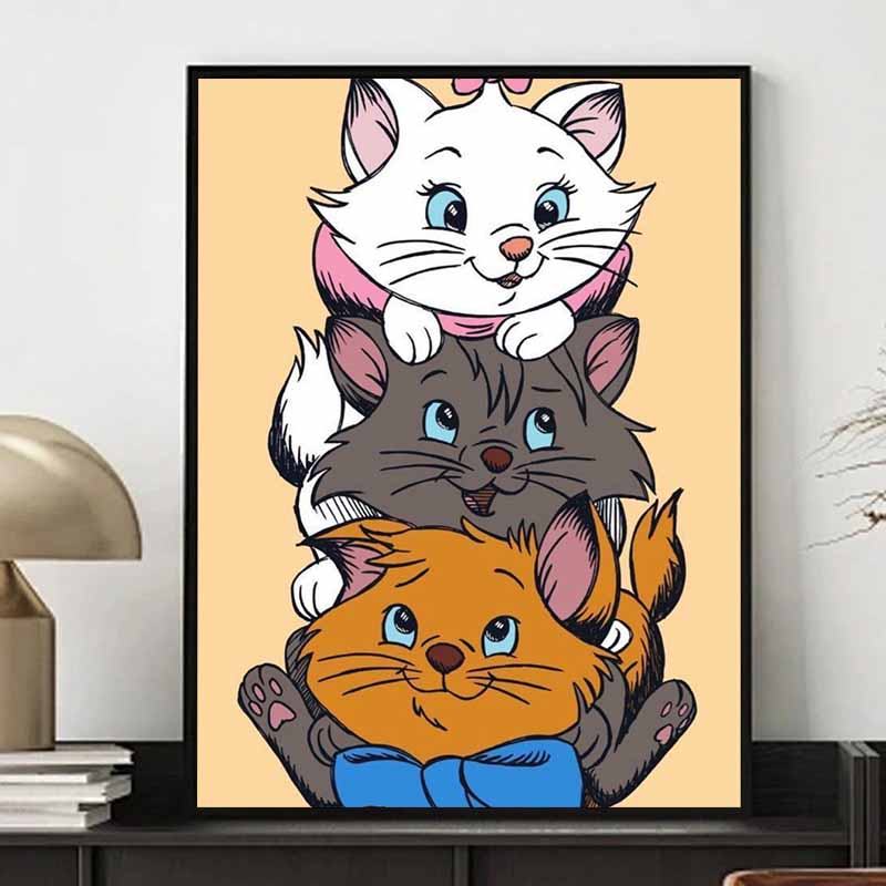 Disney Diamond Painting 5D DIY Kitty Adventure Three Siblings Stacked Illustration Art Mosaic Embroidery Decoration Cross Stitch Gift