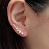 1 Pair Women Ear Studs C Shape Rhinestone Jewelry Shiny Korean Style Stud Earrings