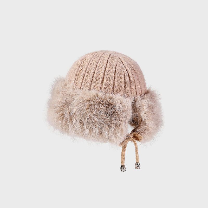 Knitted Hat Women's Autumn Winter Ear Protection Rabbit Plush Wool Hat
