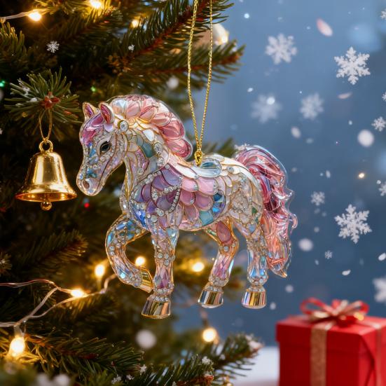 2D Акриловая Подвеска Лошадь Плоская Мультяшная Подвеска Лошадь Брелок Шарм Красочное Украшение Лошадь для Рюкзака Украшение Рождественской Елки