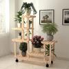 Movable Multi-Tier Bamboo Wood Plant Rack