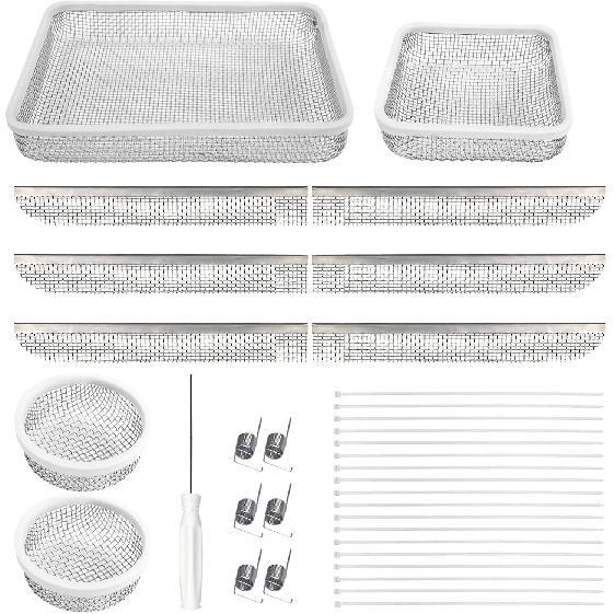 Eazy2HD 10 Pack Flying Ect Screen For RV Refrigerator And Furnace Vents - Stainless Steel Mesh With Tallation Tool And Silicone Rubber For Camper