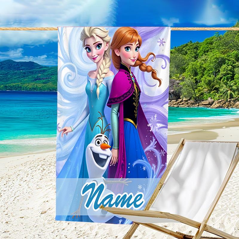 1pc Frozen10 Beach Towel with Custom Name, Beach/Swimming/Bath/Picnic/Camping Towel, Suitable for Seaside Beaches