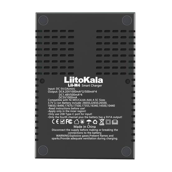 LiitoKala Lii-M4 Зарядное устройство для аккумулятора ЖК-дисплей Универсальная быстрая зарядка 4 слота 5V2A USB Smart Зарядное устройство Тестовая емкость для 26660 18650 1700 32650