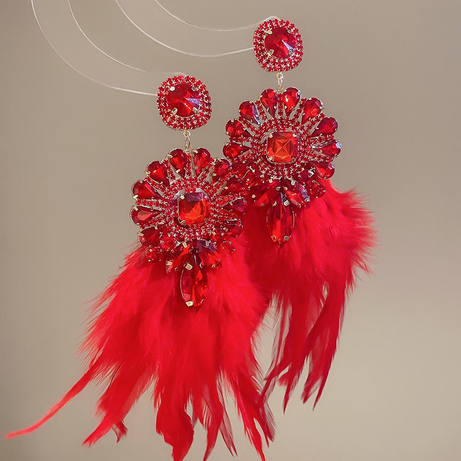 Роскошные серьги-кисточки с красными цветами: Стильные, Дорогие, Акцентные Серьги-Гвоздики для Женщин