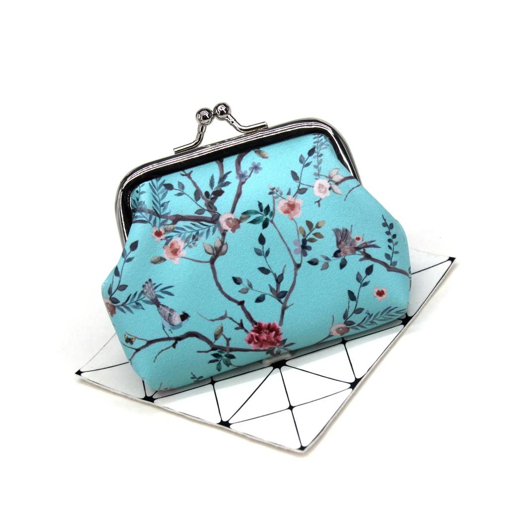 Fashion Flower Printing Coin Purses Girl Hasp Zero Wallet Ladies Purse Female Mini Money Bag PU Leather Key Card Holder Wallet