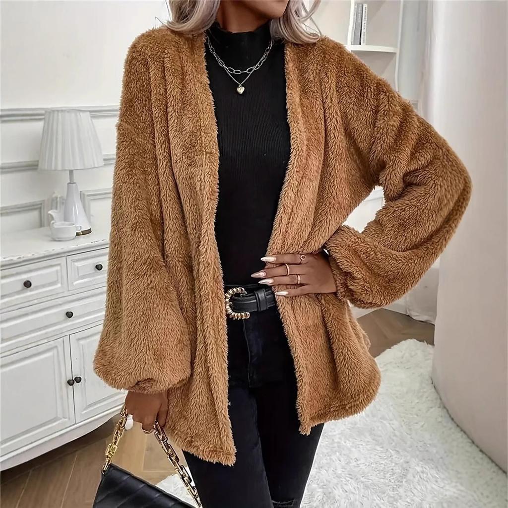 2025 Cropped Teddy Coatigan - Plush Shearling Cardigan Jacket W/ Snap Closure, French Girl Luxe Layer for Cafe Core & Apres-Ski