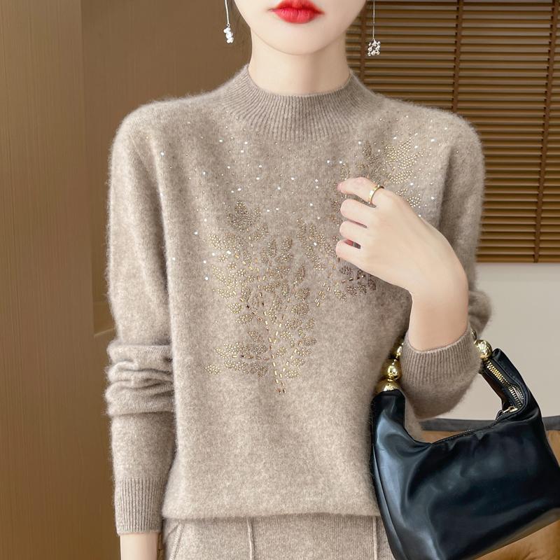 Женский кашемировый свитер Qinghe Cashmere 30% кашемир 70% шерсть Осень и Зима Пуловер Теплый и Модный