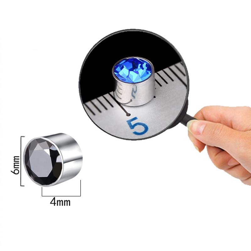 Магнитные серьги клипсы с цветным кристаллом. Различные цвета