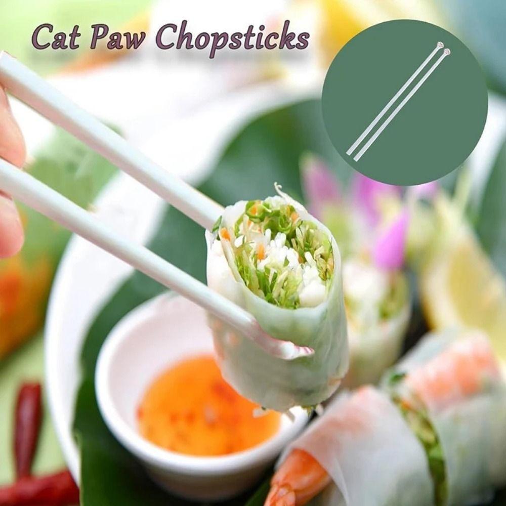 Comfortable Grip Cat Paw Chopsticks Non-Slip Pink Paw Food Clip  Cooking Tools