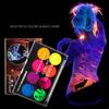 8 Color Neon Face Paint Set UV Reactive Glow In The Dark Water Based Body Paint Palette for Halloween Costume Rave Festival Washable Safe