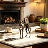 Retro Style Animal Figurine Vintage Whippet Greyhound Dog with Hanging Heart Charm, Elegant Collectibles for Owners Resin Statue, Rustic Tabletop
