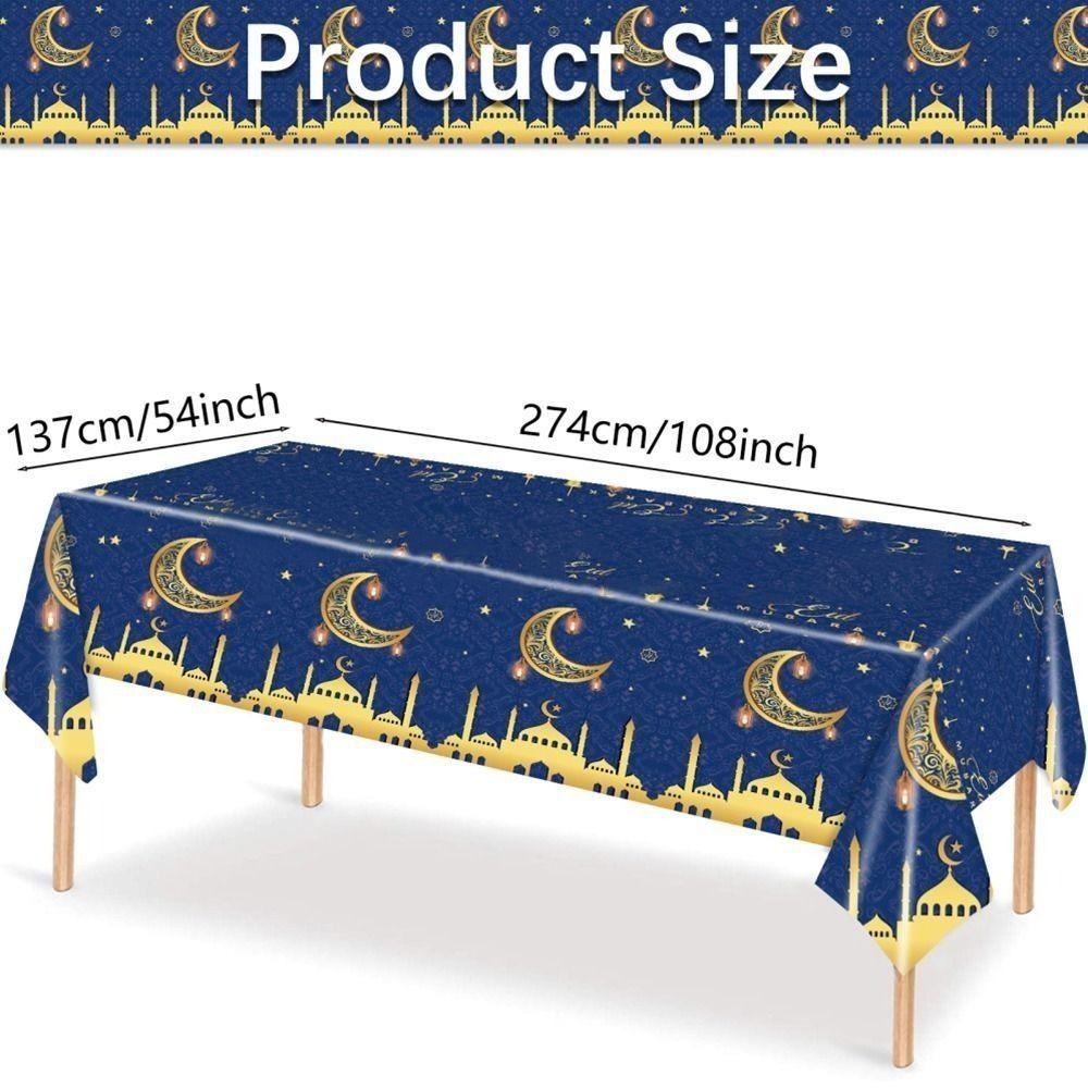 Disposable Eid Mubarak Tablecloths Waterproof Ramadan Decoration 2026 Table Cover  Party Supplies