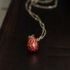 925 Sterling Silver Faberge Egg Locket Pendant for Women Sweater Necklace Easter Party Cosplay Props Jewelry Girls Xmas Gifts
