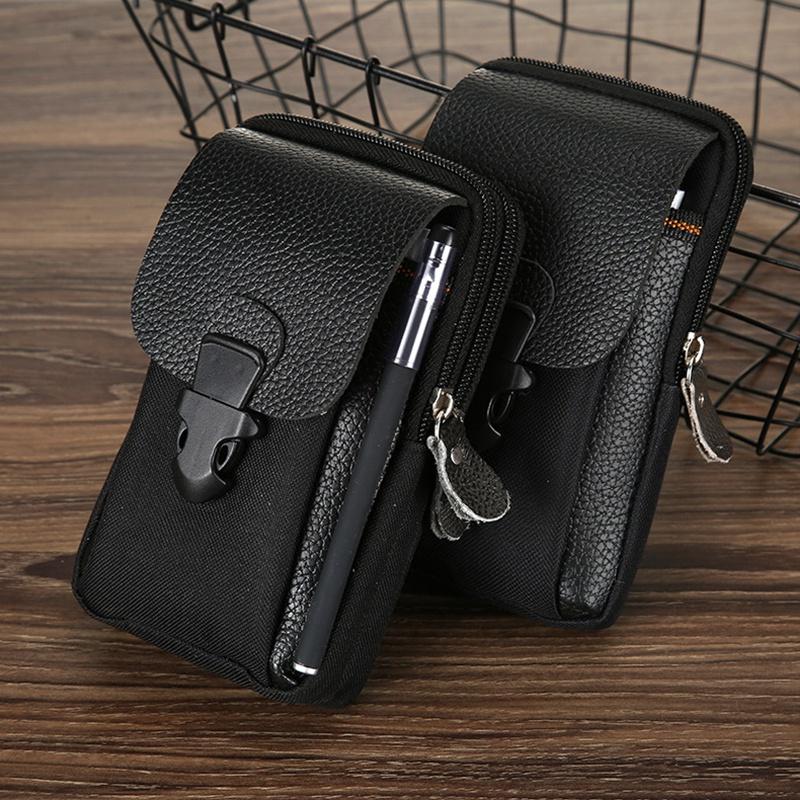 Мужская сумка из искусственной кожи с двойной молнией для телефона, поясная сумка, маленькая сумка, спортивная поясная сумка, кошелек для монет