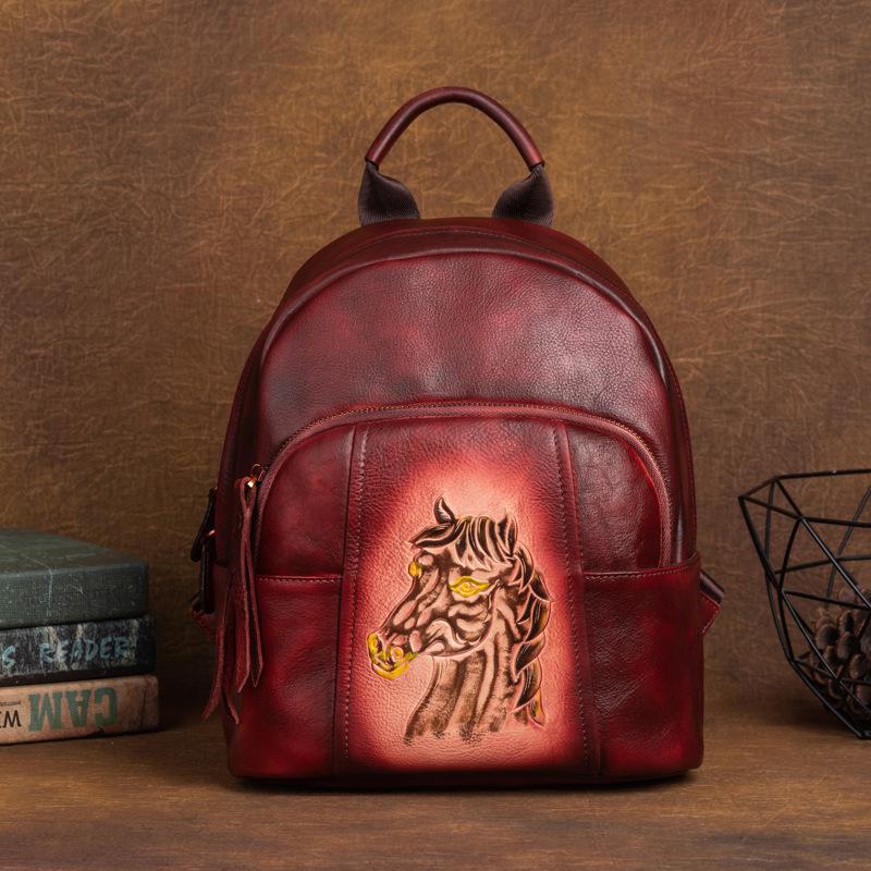 Johnature Винтажный рюкзак из натуральной коровьей кожи, женская сумка, многоцелевой большой вместительный дорожный рюкзак ручной работы