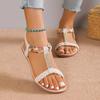 Fashion Flat Sandals Women's 2024 Summer Braided Rope Rhinestone Fish Mouth Foreign Trade Cross-border Large Size Spot Wholesale