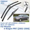 3PCS For Mazda 6 Wagon MK1 2002-2008 22"+18"+12" Front Rear Wiper Blades Windshield Windscreen Window Cutter Accessories 2003 2004 2005 2006 2007 2008
