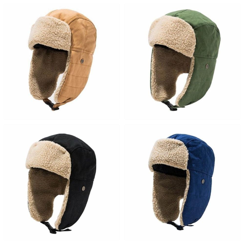 Fleece Ear Protective Hat Thickened Earflap Hat Simple Lei Feng Cap Men