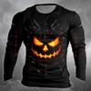 Pumpkin Designer Retro Vintage Men's 3D Print T Shirt Tee Street Casual Daily Halloween Long Sleeve Crew Clothing