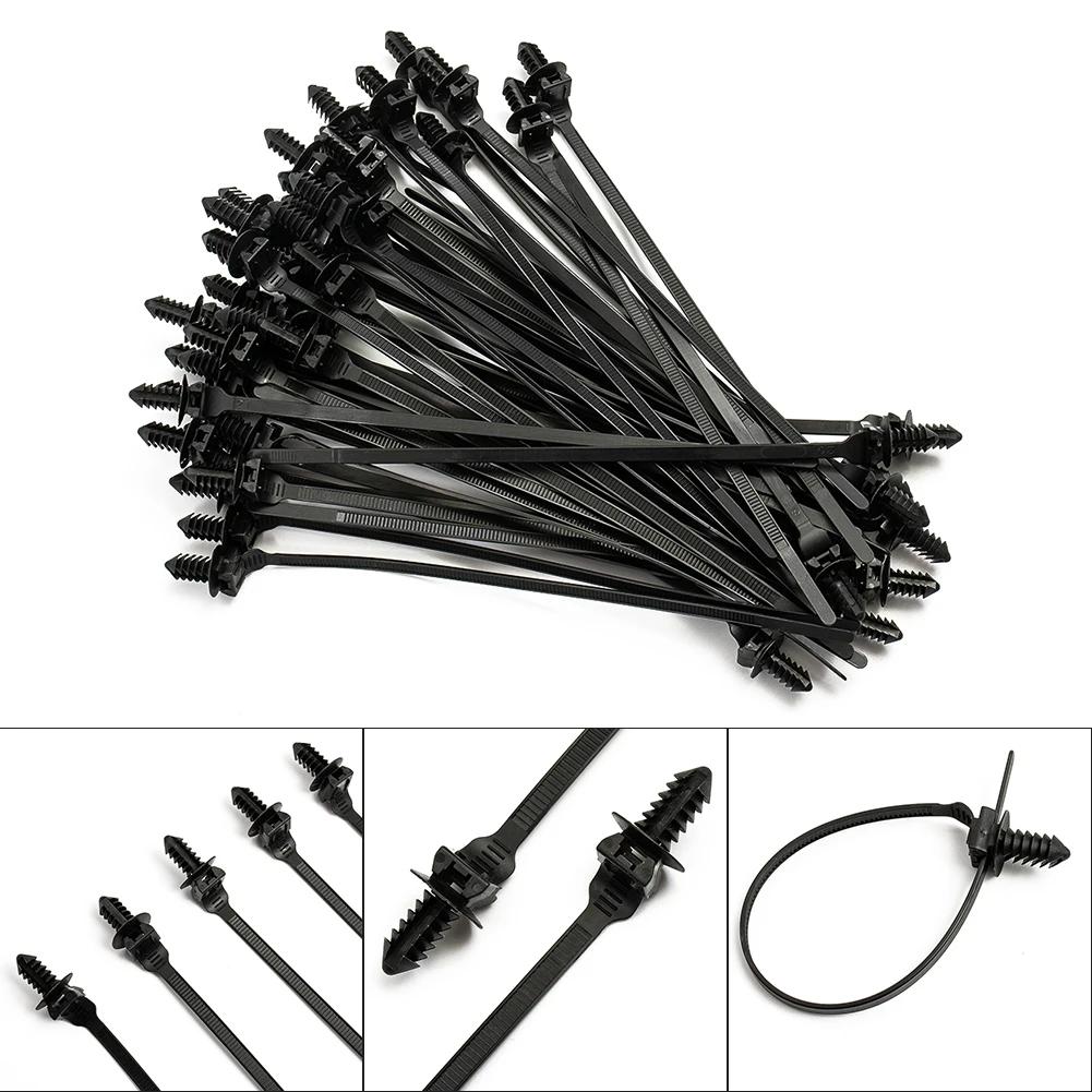 Nylon Cable Ties Wear-resistance Wire Parts Pipe Released Zip Straps 185mm Accessories Black Car Fastener Bundle Push Clips