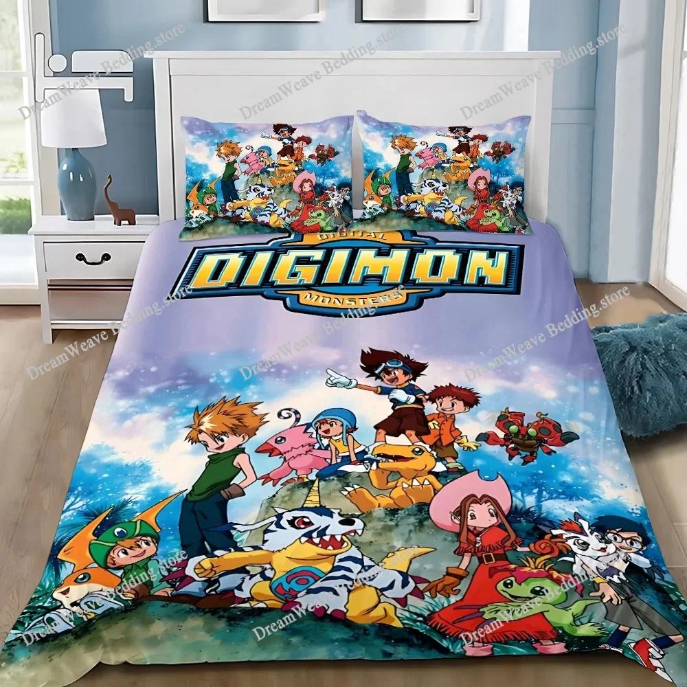 Новый набор постельного белья Digimon Односпальный Полуторный Двуспальный Queen King Размер Комплект постельного белья для спальни Взрослого Ребенка Пододеяльник Комплекты 3D Печать Аниме Комплект простыней
