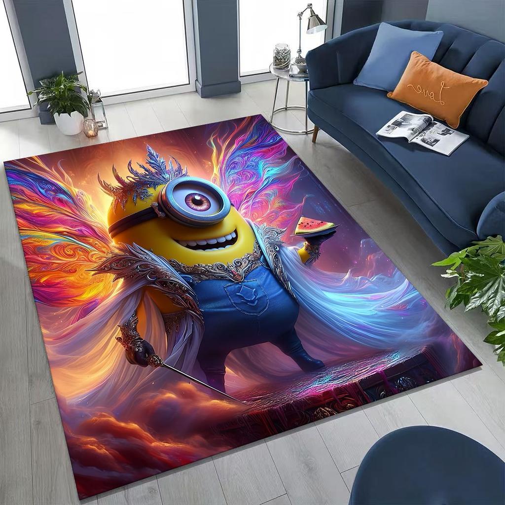 3D Cartoon Minions Despicable Me Rug for Bedroom Living Room Sofa Home Doormat Decor, Large Kids PLAY Non-slip Floor Mat Gift