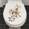 1pc Beautiful Lotus Butterfly Toilet Sticker Bathroom Toilet Cover Decorative Sticker Waterproof Self Adhesive