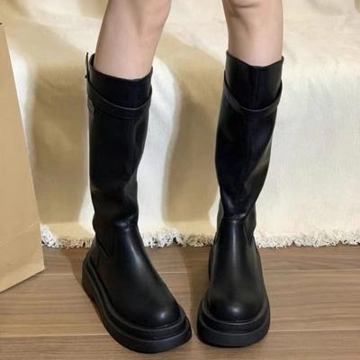 Ботинки женские осенние новая мода универсальные ретро толстая подошва до колена тонкие ботинки тренд