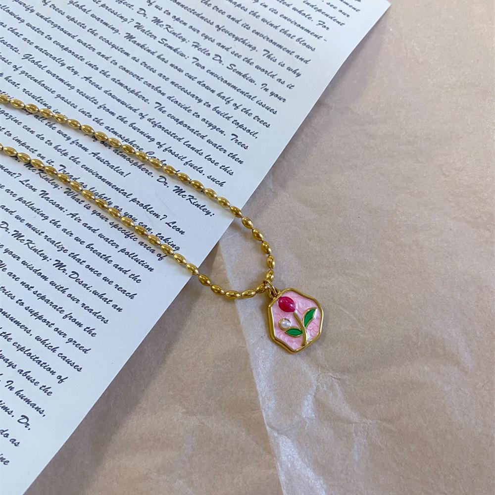 Pastoral Style Colorful Tulip Seed Bead Necklace Clavicle Chain Women's Niche Design Jewelry