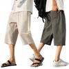 Льняные брюки, летние мужские шорты, повседневные брюки из хлопка и льна, укороченные брюки в китайском стиле