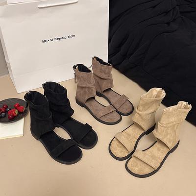 Мода Мода Универсальная Женская Обувь Лето Новые Высокие Плоские Туфли Простые Ретро Женские Сандалии Комфорт Нескользящие Женские Римские Сандалии