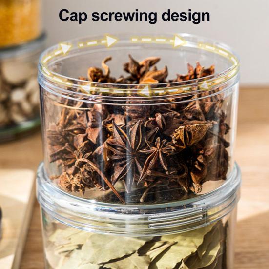 Sealed Spice Jar Airtight Seasoning Storage Organizer Round Stackable Clear Spice Bottle with Handle for Kitchen Counter Pantry