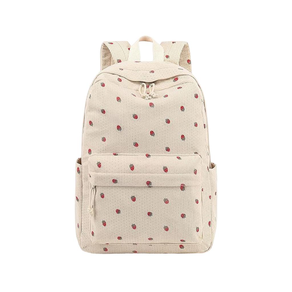 Corduroy Large Capacity Backpack with Padded Shoulder Straps for Students Casual Everyday Use