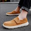 2024 New Large Size Men's Shoes Leather Dude Loafers Trendy Casual Shoes Men's Velcro Lazy Shoes