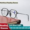 Retro Large Frame Multifocal Reading Glasses Women Men New Stylish Anti Blue Light Progressive Glasses of View Far and Close