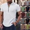 Men's Short Sleeve Summer Cotton Hemp Cotton Thin Casual Solid Color Loose