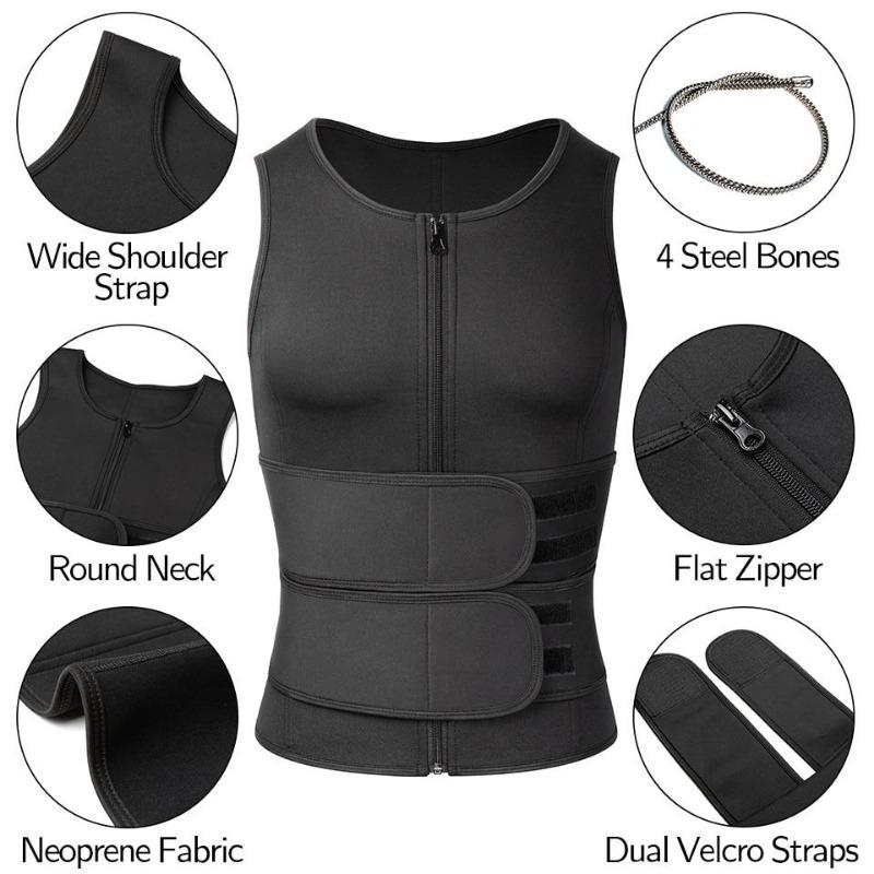 Men's Double Belt Vest Shapewear Reinforcement Sweat Fat Burning Exercise Rubber Corset Waist Exercise Waist Compression Belt