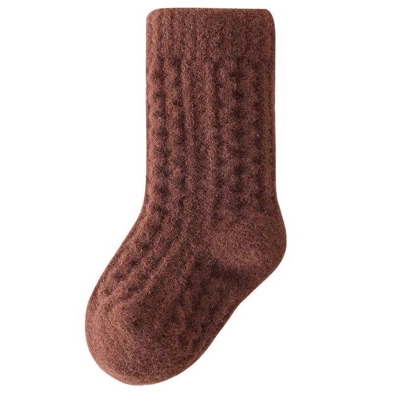 Зимние утолщенные теплые носки для новорожденных, детские гетры, однотонные носки для младенцев, детские спальные носки