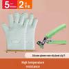 Heat-Resistant Silicone Oven Gloves: Anti-Scald, Non-Slip, Thickened for Baking and Steaming.