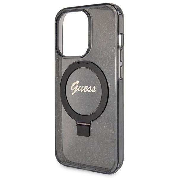 Etui do iPhone 13 Pro Max Guess Ring Stand Glitter MagSafe Czarny
