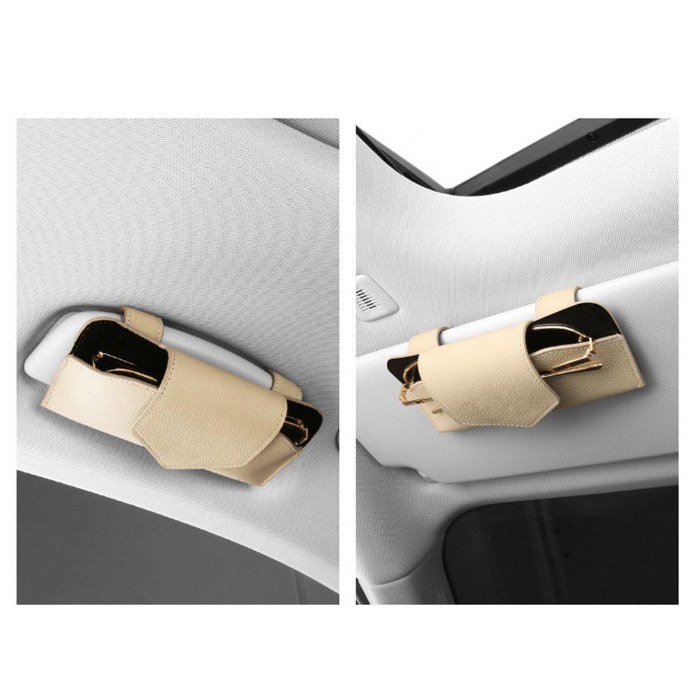 PU Leather Auto Eyeglasses Storage Case Auto Sun Visor Glasses Holder  for Car Sun Visor
